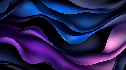 Obraz premium Abstract Flowing Purple and Blue Waves Digital Art