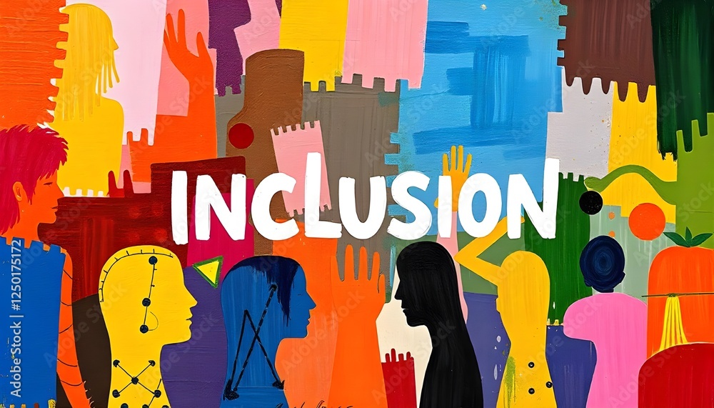 Poster zero discrimination day an abstract representation of diversity and inclusion, using vibrant colors and shapes to convey a message of unity