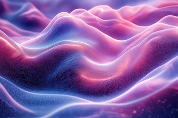 Obraz premium 3D render of an abstract background with blue and purple colors, visualizing big data in the form of a fractal landscape made from a point cloud, ideal for banners, posters, or presentations.