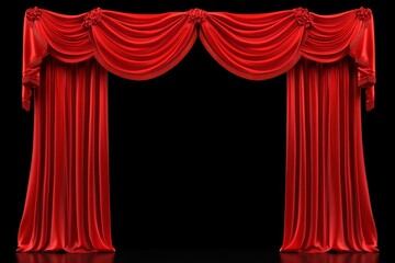 Red Theatre Curtains Open on Black Background
