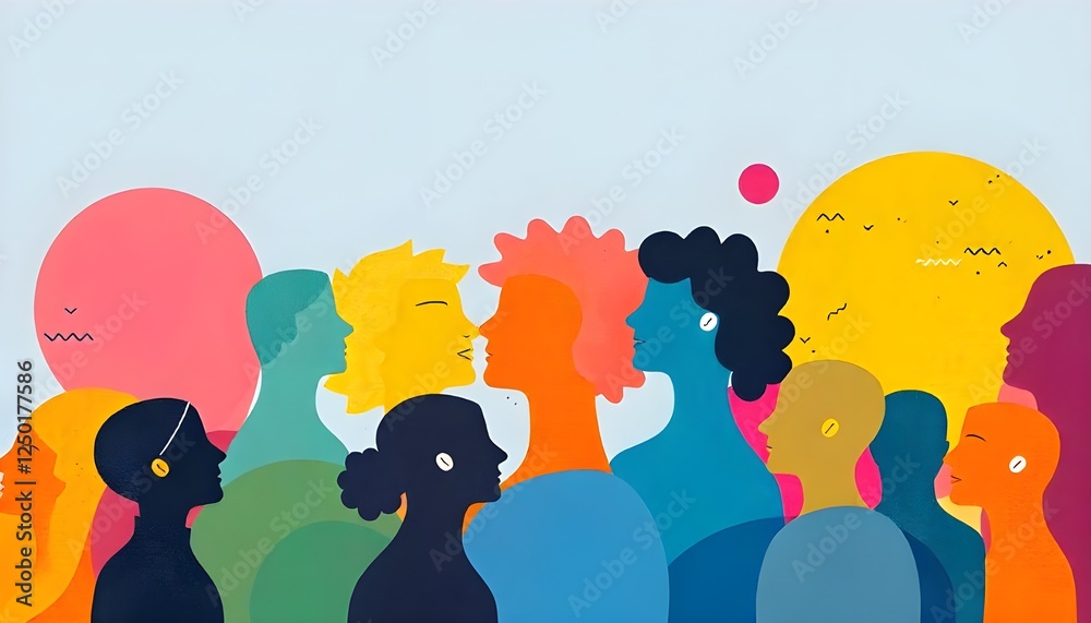 Poster zero discrimination day an abstract representation of diversity and inclusion, using vibrant colors and shapes to convey a message of unity