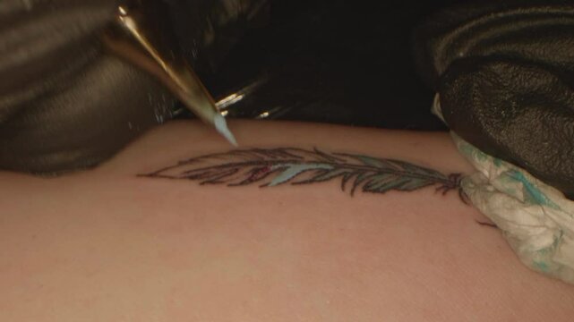 Closeup of Tattoo Being Colored