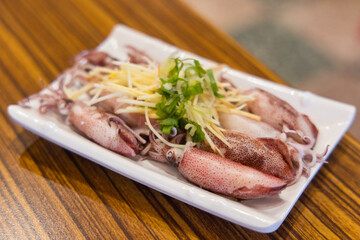 Soft and tender squid after boiling