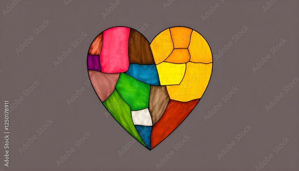 Aufkleber zero discrimination day a symbolic image of a heart made up of different colors and patterns, representing the beauty of human diversity