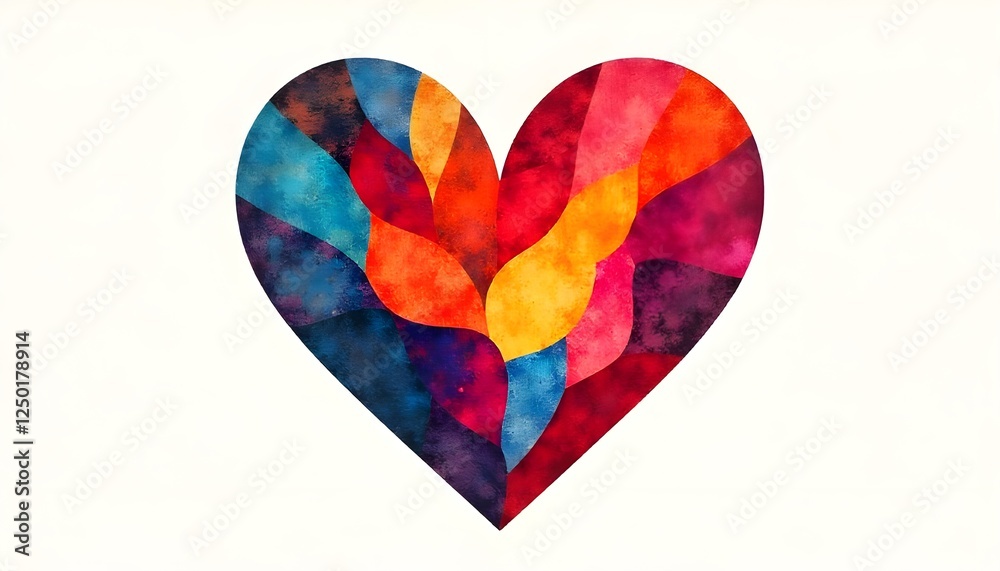 Aufkleber zero discrimination day a symbolic image of a heart made up of different colors and patterns, representing the beauty of human diversity