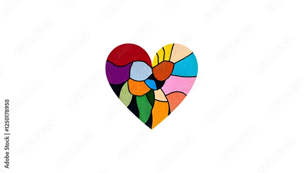 Poster zero discrimination day a symbolic image of a heart made up of different colors and patterns, representing the beauty of human diversity