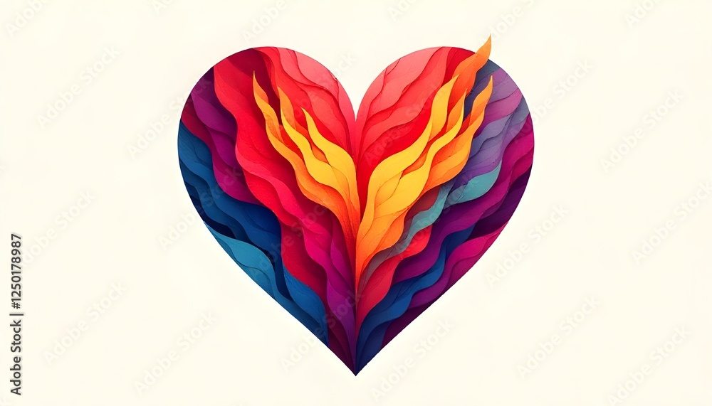 Poster zero discrimination day a symbolic image of a heart made up of different colors and patterns, representing the beauty of human diversity