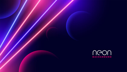 glowing neon tube banner with sphere design