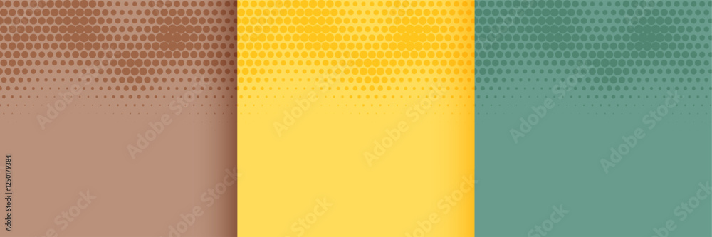Poster nice circle halftone background set in three bright colors