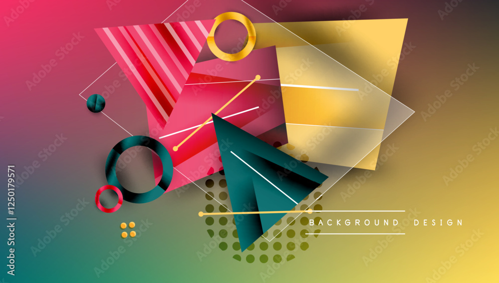 Poster creative triangles and circles composition