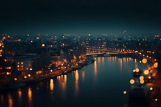 Fototapeta Colorful fireworks over Amsterdam cityscape at night, Holland, Netherlands