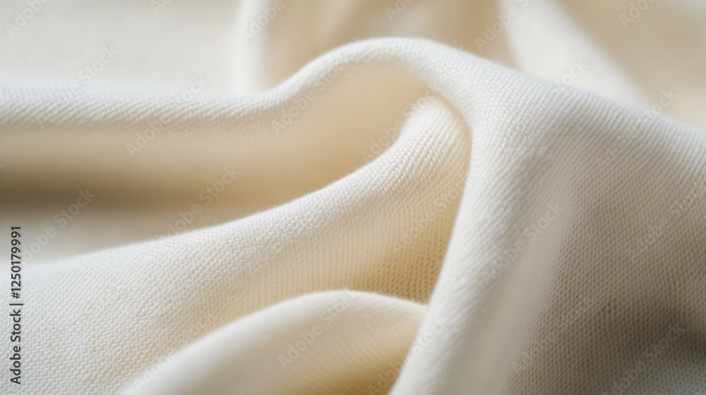 Poster textured close-up of soft creamy fabric showcasing elegant folds and gentle draping style : generati