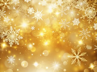 Elegant Golden White Christmas Background with Delicate Snowflakes