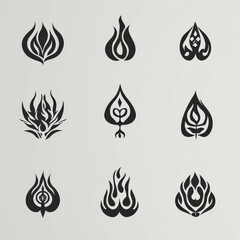 set of black and white icons