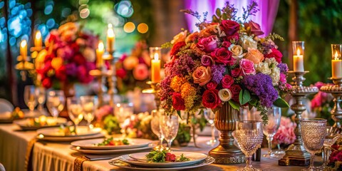 Elegant Wedding Table Decor:  Rustic Chic Centerpiece with Fine Details