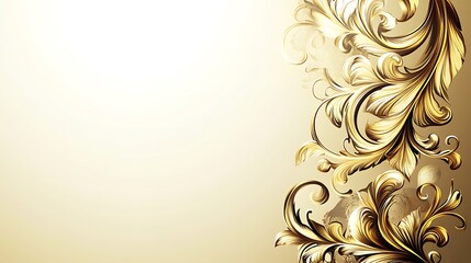 Elegant Gold Filigree Design On Beige Background