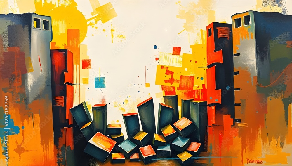 Aufkleber zero discrimination day abstract art depicting the breaking down of barriers and walls, representing