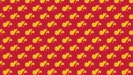 Seamless RED pattern with GOLDEN CLOUDS