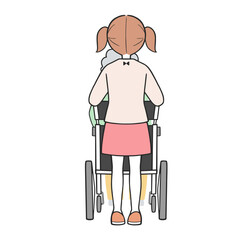ヤングケアラー 車椅子を押す子供のイラスト