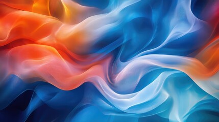Obraz premium Abstract fluid art composition with vibrant swirling colors of blue, red, and orange creating an ethereal and dynamic visual experience for creative projects