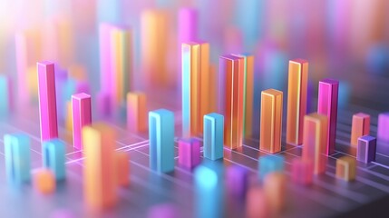 Obraz premium Abstract colorful 3D bar chart data visualization.