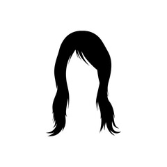 Black Female hair silhouette vector illustration on white background

