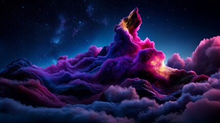 Fototapeta premium Cosmic Cloudscape: A Nighttime Fantasy