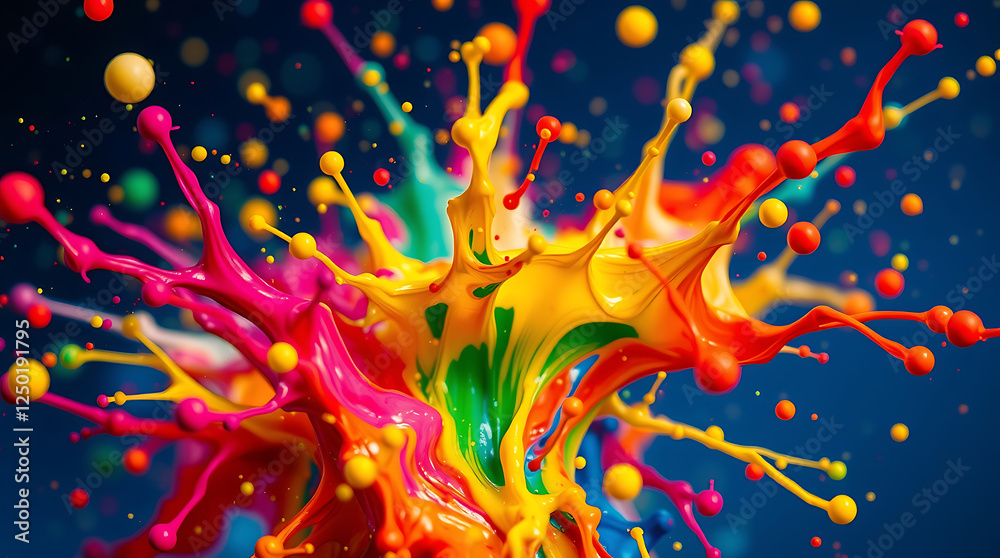 Wall mural 8k ultra hd desktop wallpaper background showing a detailed close-up shot of a dynamic colorful pain