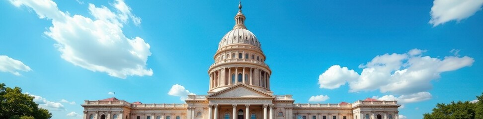 Obraz premium Austin Capitol building against vibrant blue sky Classic architecture detail , summer, monument, architectural detail