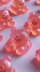 Obraz premium Cartoonish Pink Jelly Candies Shaped Like Smiling Bears on Display