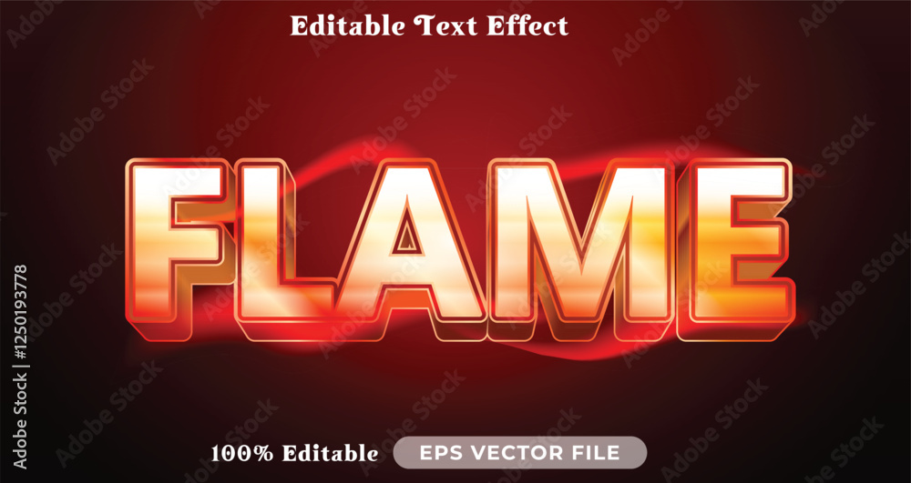 Poster flame editable text effect modern color shiny. bold text style effect