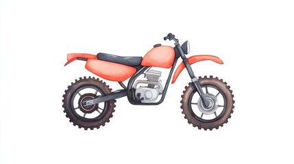 Obraz premium Vibrant orange dirt bike illustration with detailed wheels, ideal for sports and adventure themes