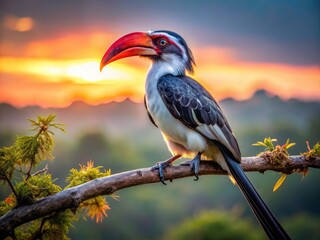 Obraz premium Von der Decken's Hornbill Low Light Photography: East African Rift Valley Bird