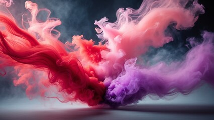 Fototapeta premium Bright Smoke Effect in Red, Pink, and Purple with Glowing Highlights