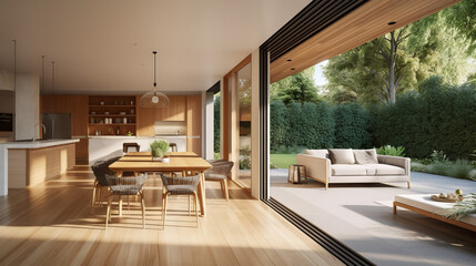A cozy living room featuring a deep red velvet sofa with white cushions