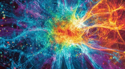 Abstract representation of cosmic energy with vibrant colors and intricate patterns.