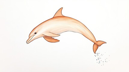 Fototapeta premium A playful dolphin leaping out of the water, surrounded by splashes, in a serene ocean backdrop