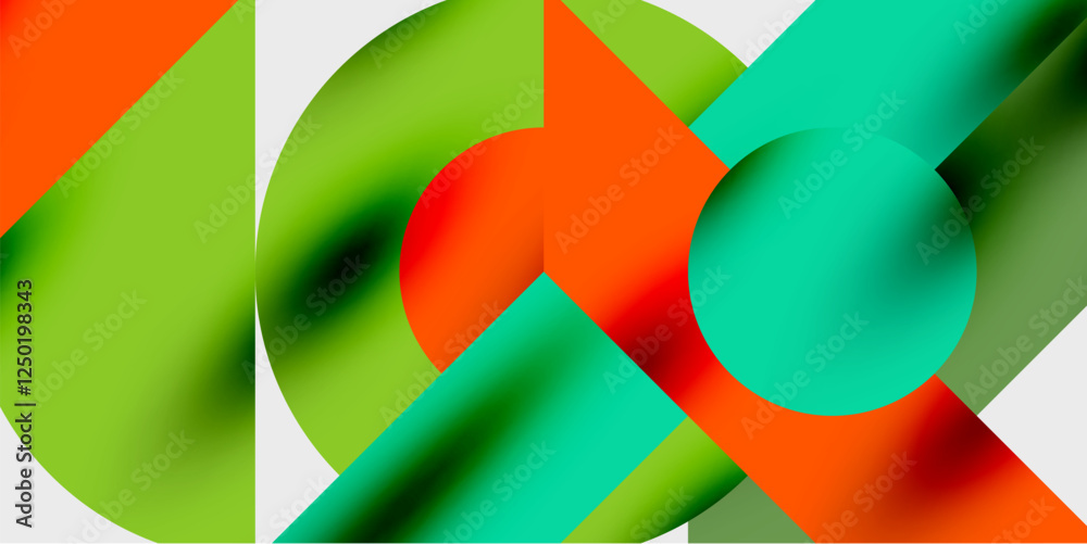 Aufkleber Modern abstract background featuring circles, lines, and triangles in a dynamic geometric composition. Perfect for stylish, tech, or creative-themed designs