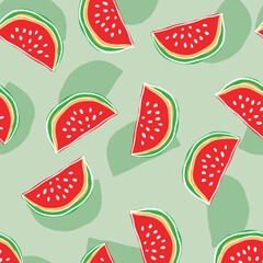 Watermelon Pattern on Mint Background Illustration