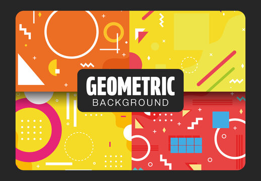 Colorful Geometric Elements Memphis Backgrounds Set