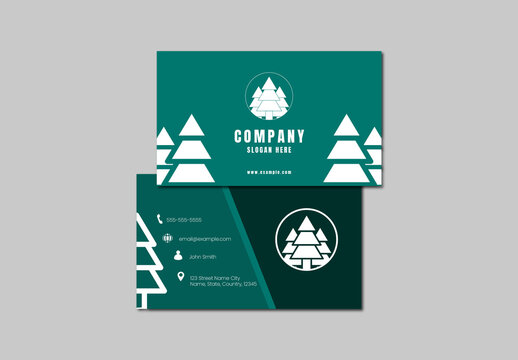 Elegant Green and White Forest Business Card Template