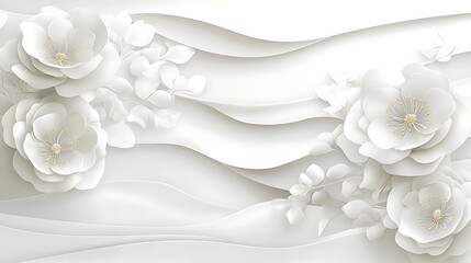 Elegant White Flowers on Wavy Background Design