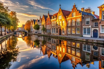 Obraz premium Historic Gouda Buildings Reflected in Canal Water, Netherlands