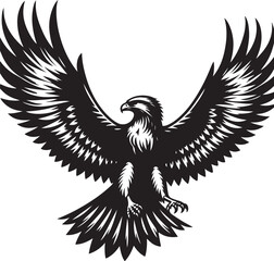 Obraz premium Silhouette Art simple Art Eagle front vector Contour Drawing white black white background 