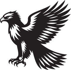 Obraz premium Silhouette Art simple Art Eagle front vector Contour Drawing white black white background 