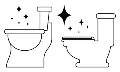 Toilet cleaning bowl black line icon. Toilet icon.  Bathroom cleaning. Restroom or bathroom symbol or logo. Vector toilets man or woman urinate to cleanup. Toilet equipment.