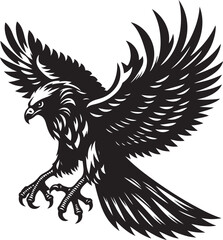 Obraz premium Silhouette Art simple Art Eagle front vector Contour Drawing white black white background 