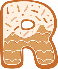 Gingerbread Biscuit Alphabet R Letter Cartoon