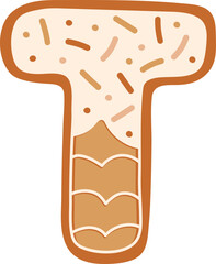 Gingerbread Biscuit Alphabet T Letter Cartoon