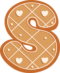 Gingerbread Biscuit Heart Alphabet S Letter Cartoon